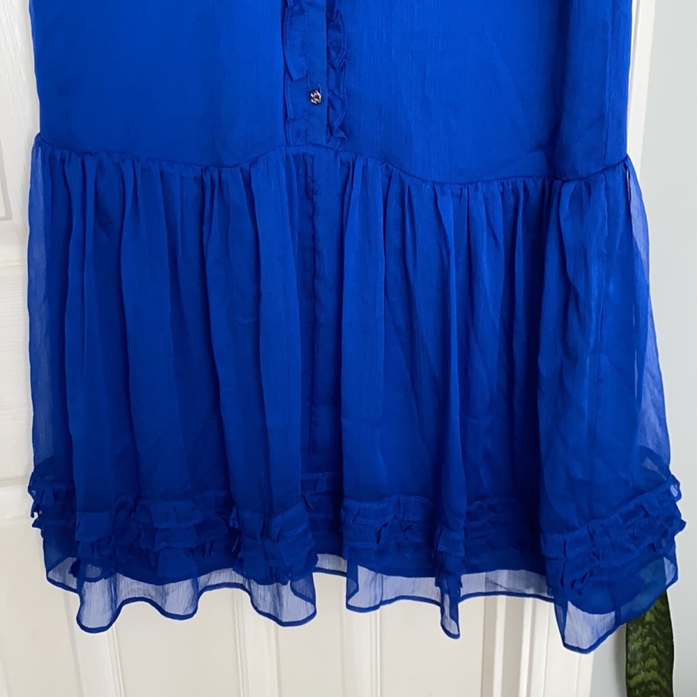 CeCe Ruffle Button Front Blue Dress NWT Size XS - Picture 7 of 10